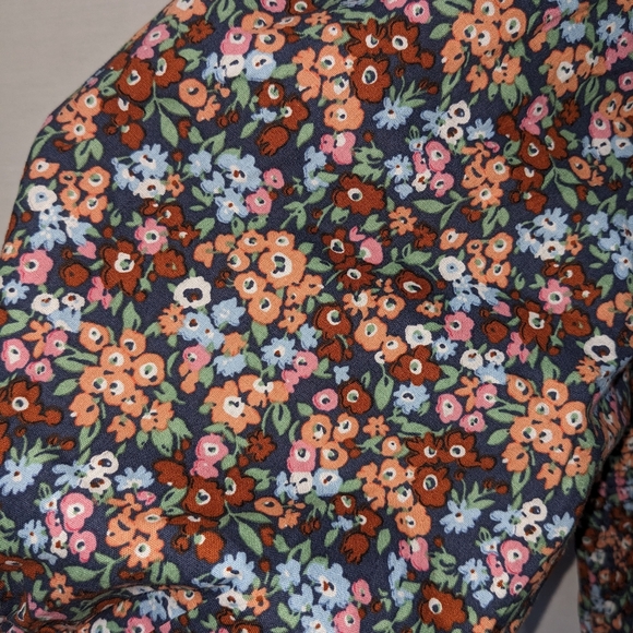 Mable 100% Cotton Floral Drop Waist Puff Sleeve Mini Dress Size Medium - Picture 12 of 12